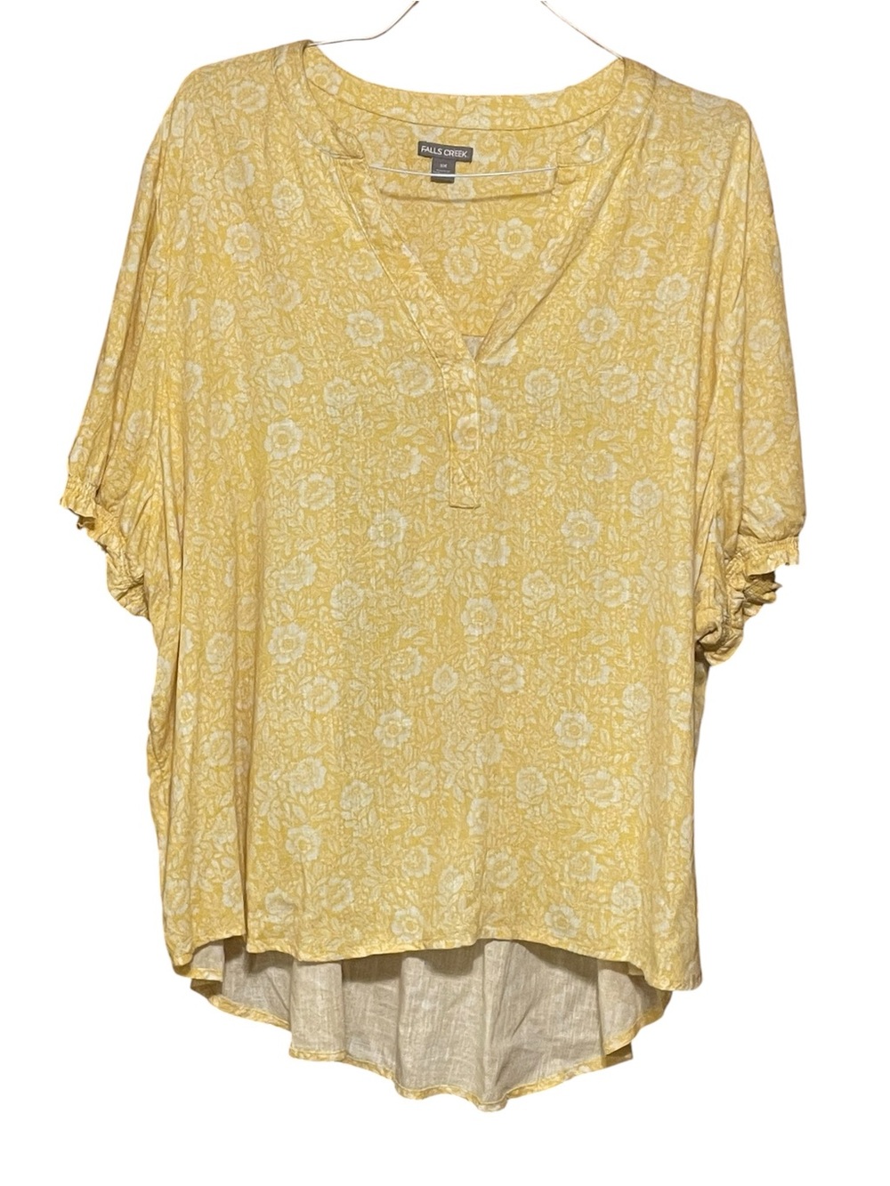 Falls Creek Yellow Floral V-Neck Tunic Top